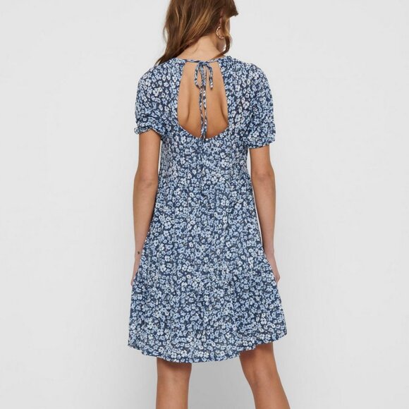 NWT Only Vintage Indigo Ranch 3/4 Open Back Dress - Picture 1 of 16